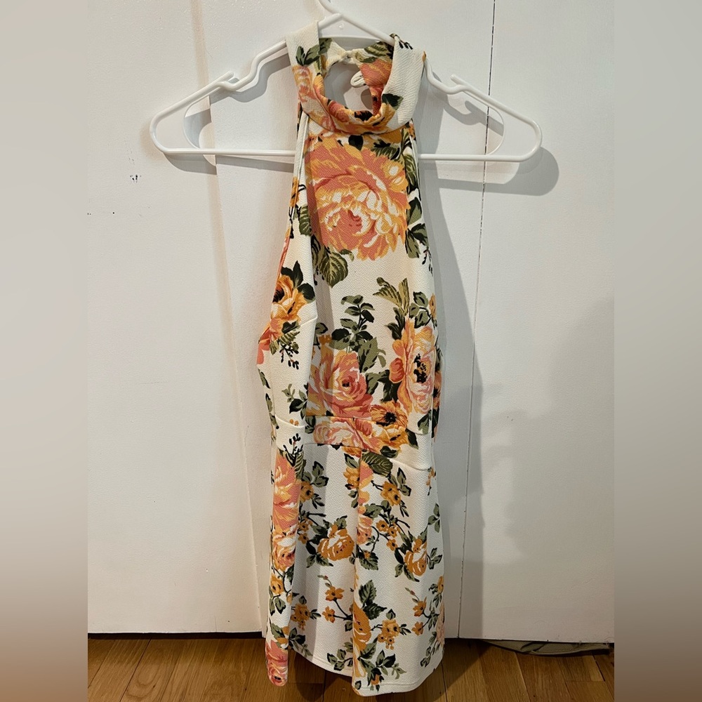 Open Back/Halter Floral Romper